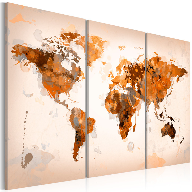 Canvas Print Map of the World - Desert storm - triptych 55440 additionalImage 2