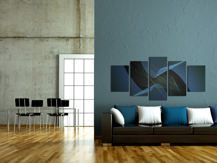 Canvas Print Blue space - modernist graphics of funnels and networks of connections 56140 additionalImage 3