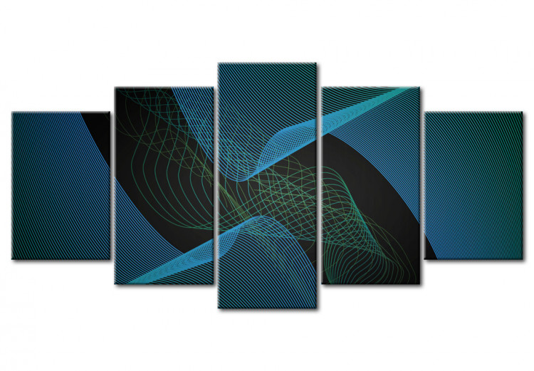 Canvas Print Blue space - modernist graphics of funnels and networks of connections 56140