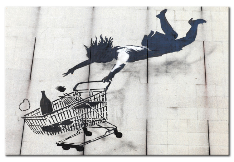 Canvas Art Print Falling woman with supermarket trolley (Banksy) 58940
