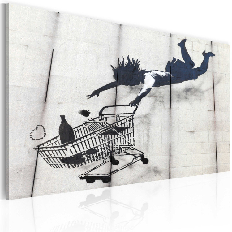 Canvas Art Print Falling woman with supermarket trolley (Banksy) 58940 additionalImage 2