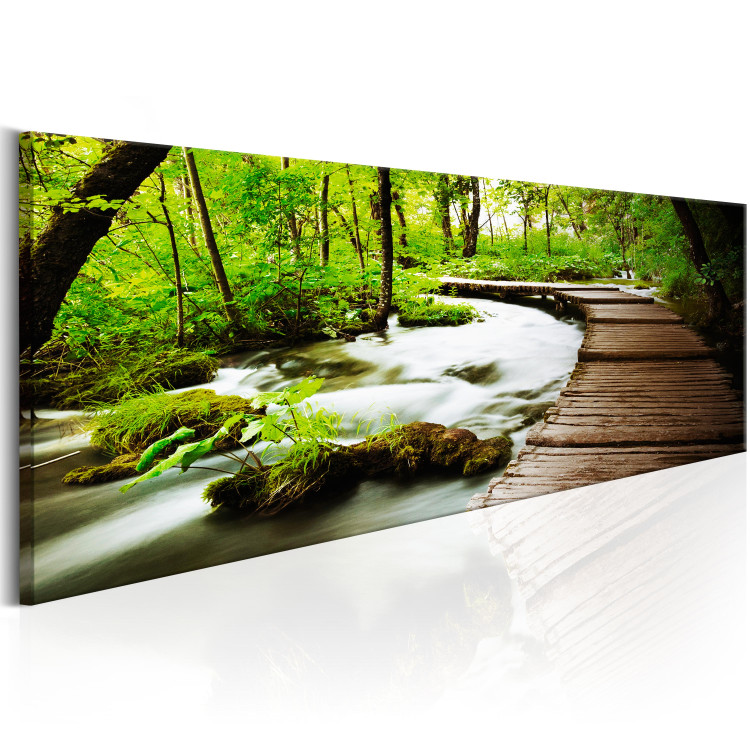 Canvas Print Forest Song (1-part) - landscape with a bridge and river among trees 94240 additionalImage 2