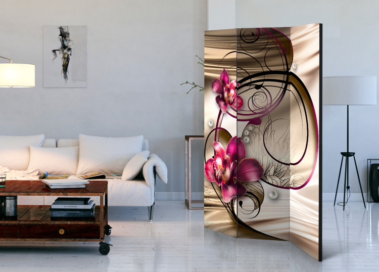 Room Divider Sweet Sensations - orchid flowers against abstract ornaments 95240 additionalImage 4