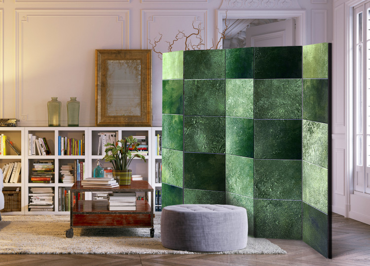 Folding Screen Green Puzzle II - artistic texture of green glass mosaic 95440 additionalImage 4