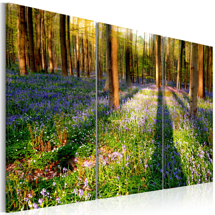 Canvas Floral Meadow Among Trees (3-part) - Spring Forest Landscape 96840 additionalImage 2