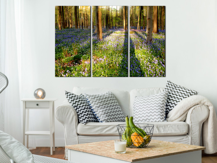 Canvas Floral Meadow Among Trees (3-part) - Spring Forest Landscape 96840 additionalImage 3