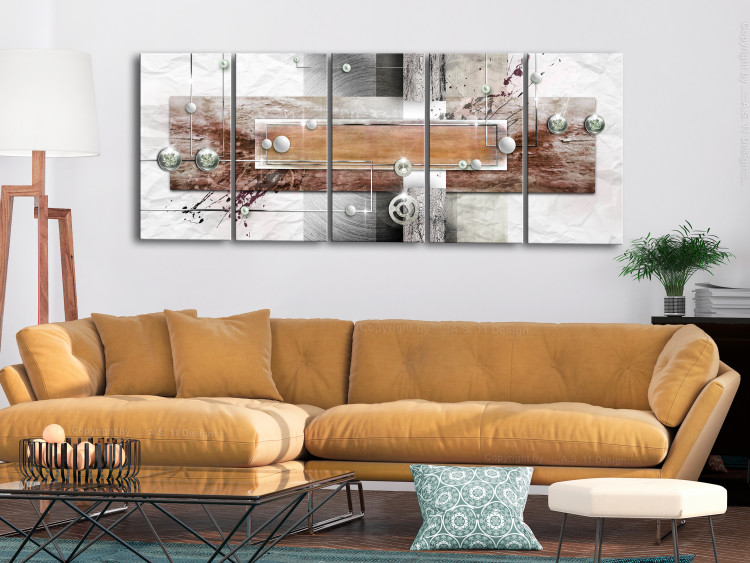 Canvas Print Mysterious Mechanism (5 Parts) Narrow Brown 108350 additionalImage 3