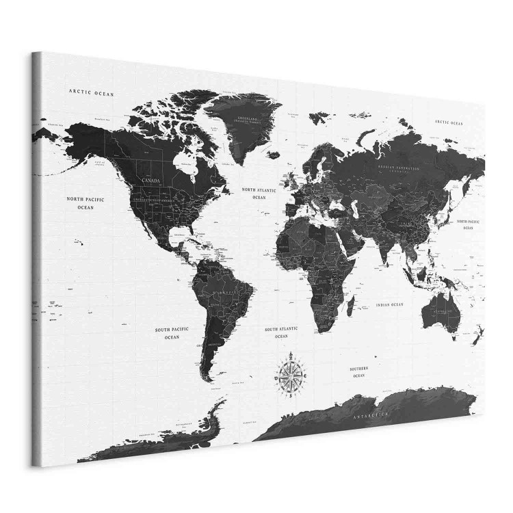 Canvas Art Print Black and White Map (1 Part) Wide 108450 additionalImage 2