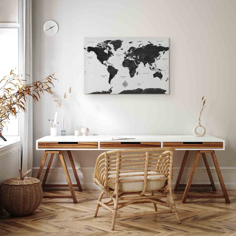 Canvas Art Print Black and White Map (1 Part) Wide 108450 additionalImage 11
