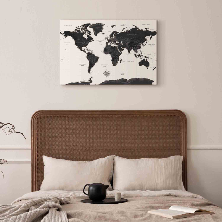 Canvas Art Print Black and White Map (1 Part) Wide 108450 additionalImage 10