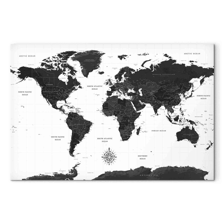 Canvas Art Print Black and White Map (1 Part) Wide 108450 additionalImage 7