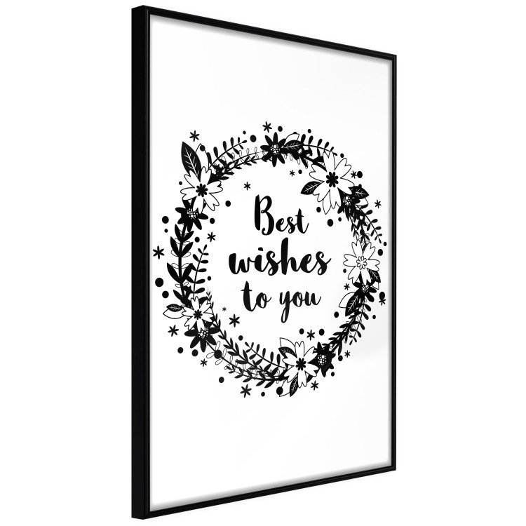 Poster Best wishes to you - black and white illustration with plants and texts 116350 additionalImage 9