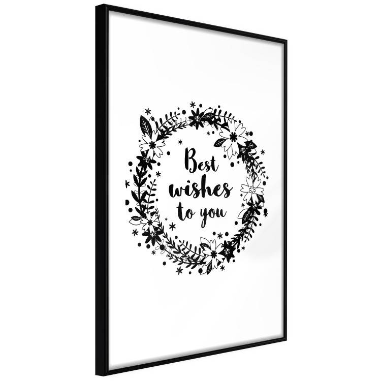 Poster Best wishes to you - black and white illustration with plants and texts 116350 additionalImage 10