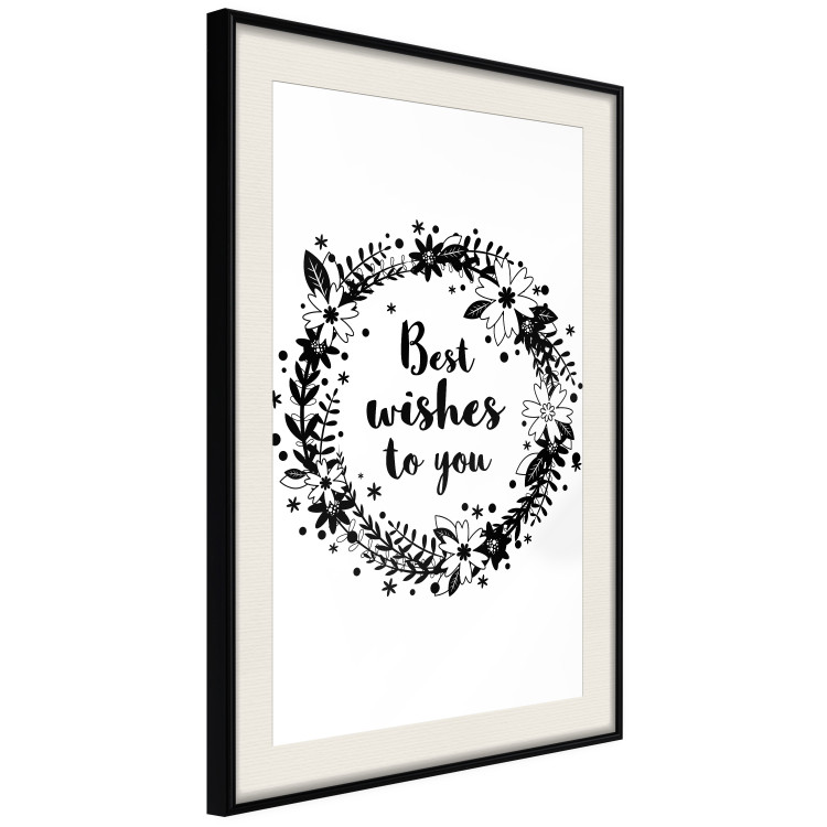 Poster Best wishes to you - black and white illustration with plants and texts 116350 additionalImage 3