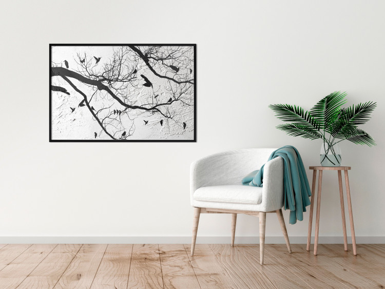 Poster Bird Encounter - black and white landscape of tree and birds on branches 117250 additionalImage 5