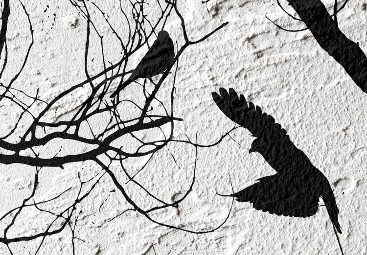 Poster Bird Encounter - black and white landscape of tree and birds on branches 117250 additionalImage 9