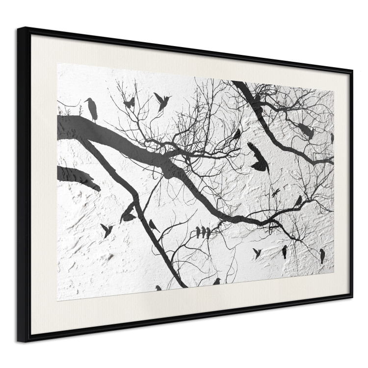 Poster Bird Encounter - black and white landscape of tree and birds on branches 117250 additionalImage 3