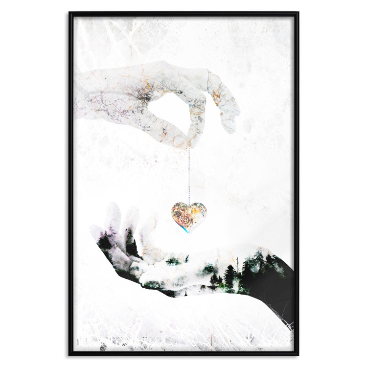 Poster Declaration of Love - romantic pattern with hands and heart-shaped locket 117350 additionalImage 18
