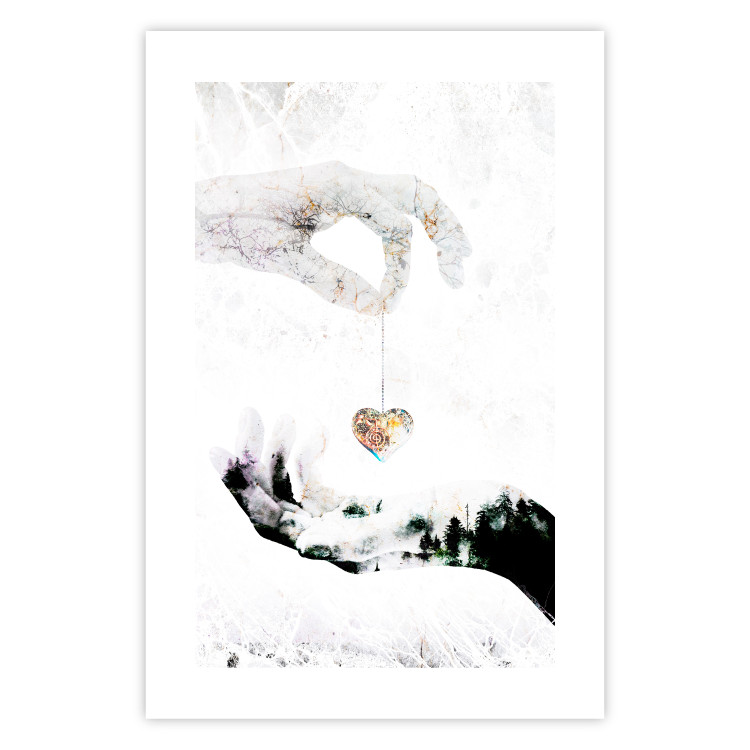 Poster Declaration of Love - romantic pattern with hands and heart-shaped locket 117350 additionalImage 19