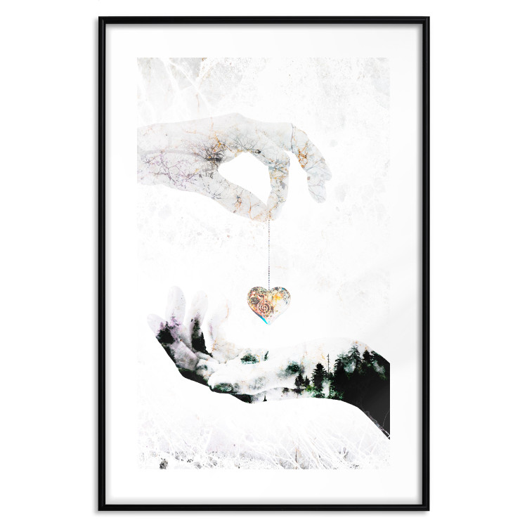 Poster Declaration of Love - romantic pattern with hands and heart-shaped locket 117350 additionalImage 15
