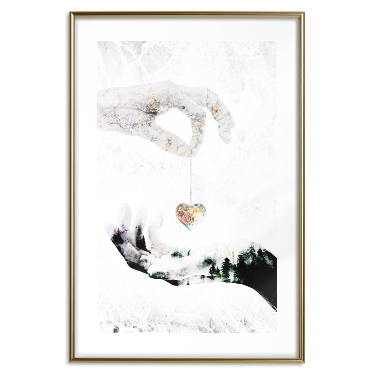 Poster Declaration of Love - romantic pattern with hands and heart-shaped locket 117350 additionalImage 14