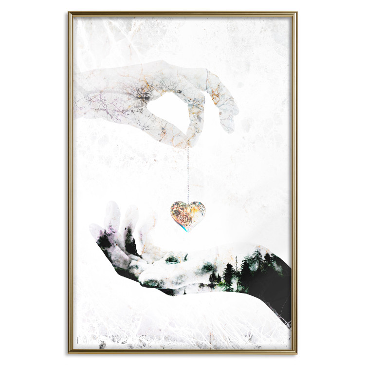 Poster Declaration of Love - romantic pattern with hands and heart-shaped locket 117350 additionalImage 16