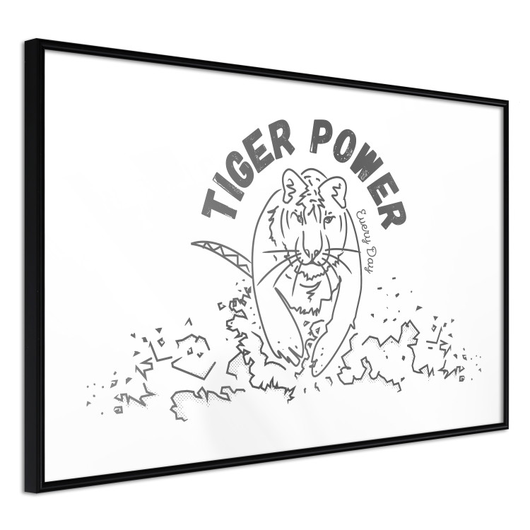 Poster Tiger Power - simple black and white composition with a running tiger 117550 additionalImage 10