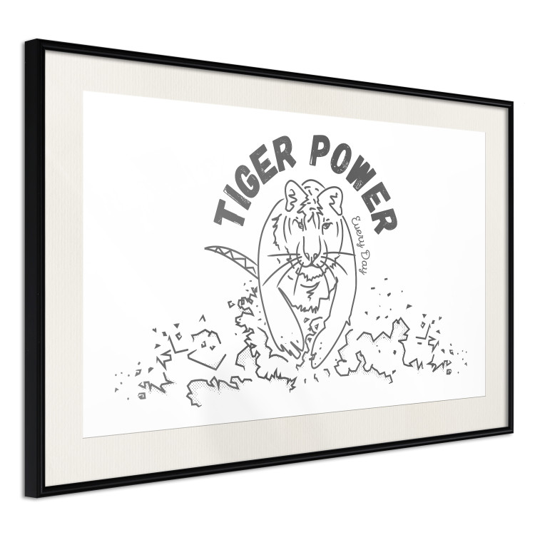 Poster Tiger Power - simple black and white composition with a running tiger 117550 additionalImage 3