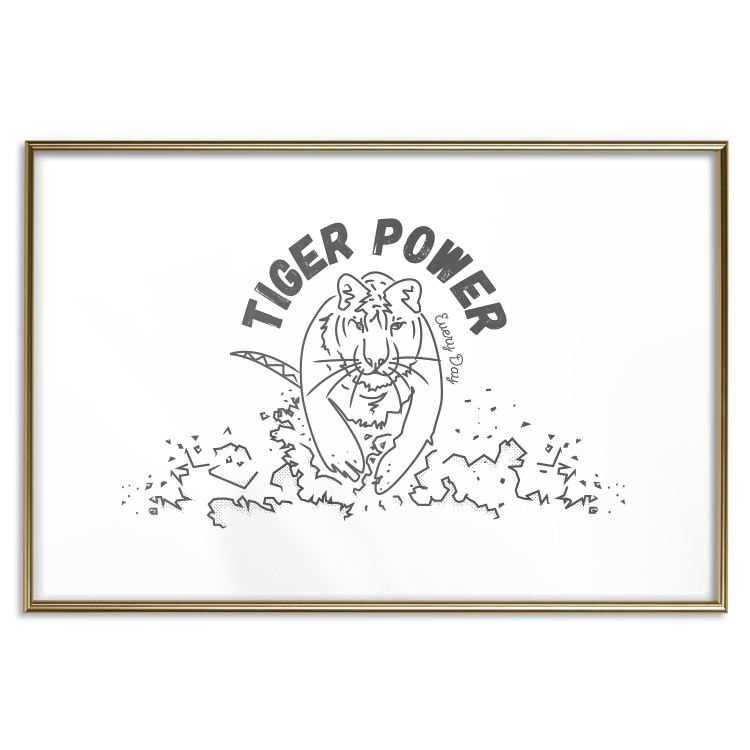 Poster Tiger Power - simple black and white composition with a running tiger 117550 additionalImage 20
