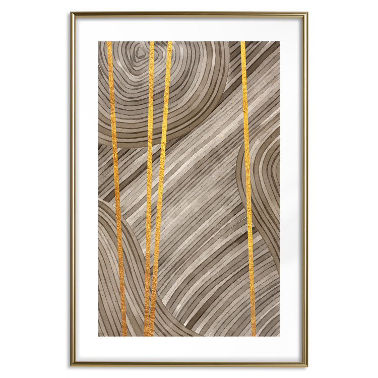 Wall Poster Golden Details - unique abstraction in gilded lines on a bronze background 119250 additionalImage 14