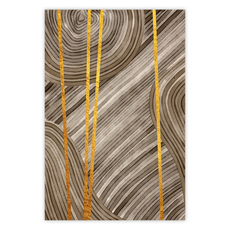 Wall Poster Golden Details - unique abstraction in gilded lines on a bronze background 119250