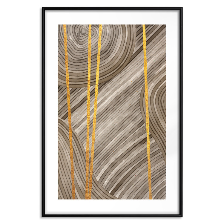 Wall Poster Golden Details - unique abstraction in gilded lines on a bronze background 119250 additionalImage 15