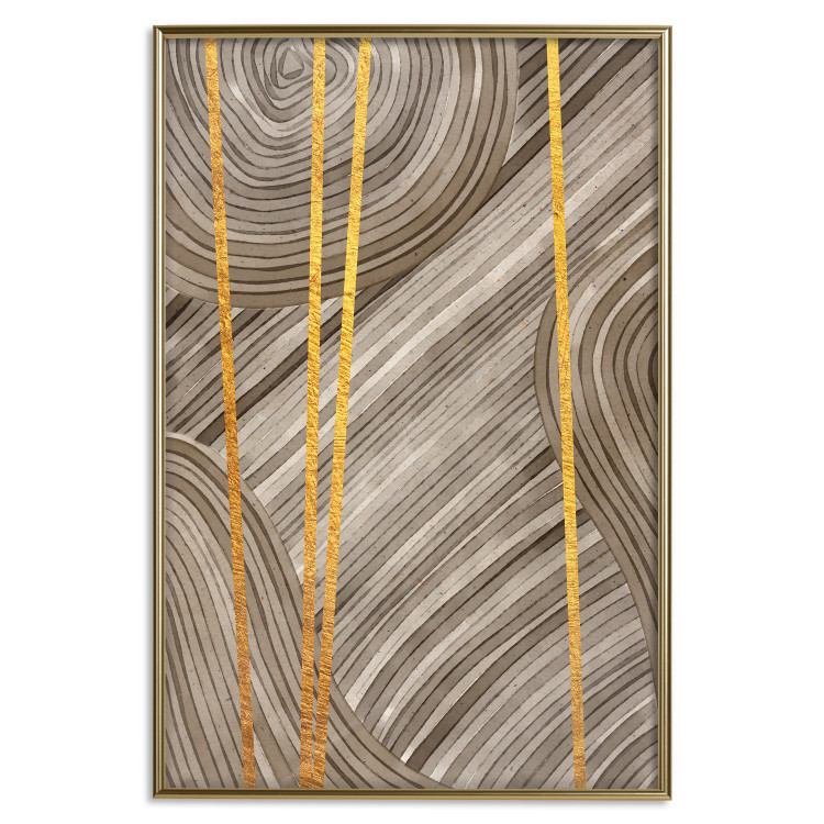 Wall Poster Golden Details - unique abstraction in gilded lines on a bronze background 119250 additionalImage 16