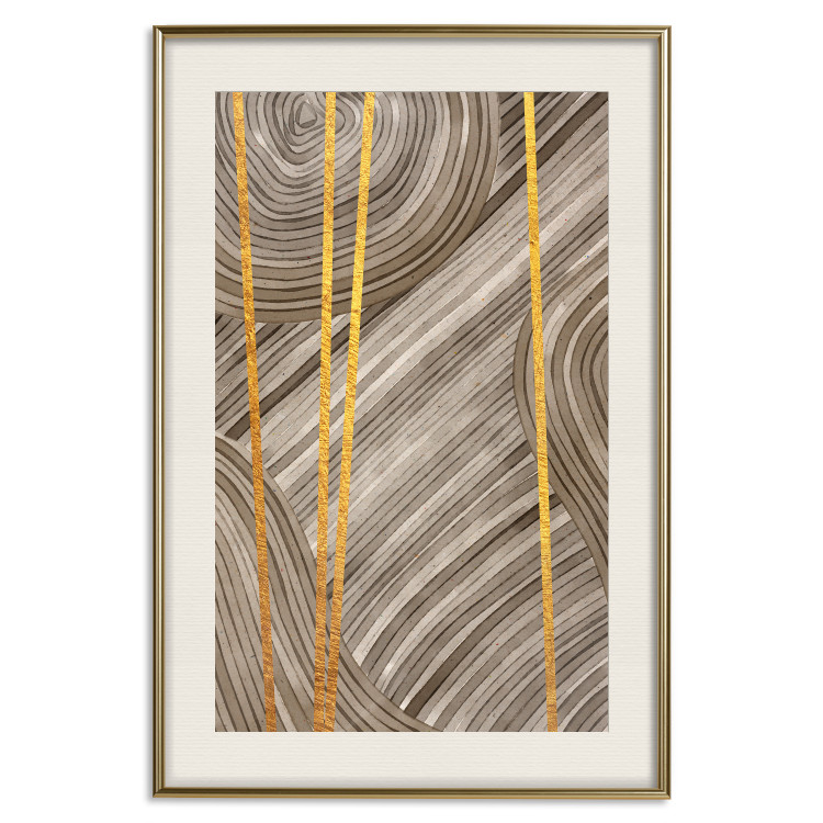 Wall Poster Golden Details - unique abstraction in gilded lines on a bronze background 119250 additionalImage 19