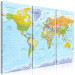 Canvas Print World Map in Colors (3-part) - Continents with Italian Labels 122350 additionalThumb 2