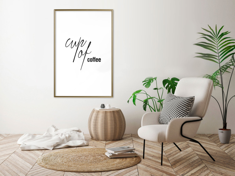 Wall Poster Cup of Coffee - artistic black English text on a white background 122950 additionalImage 13