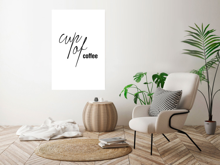 Wall Poster Cup of Coffee - artistic black English text on a white background 122950 additionalImage 17