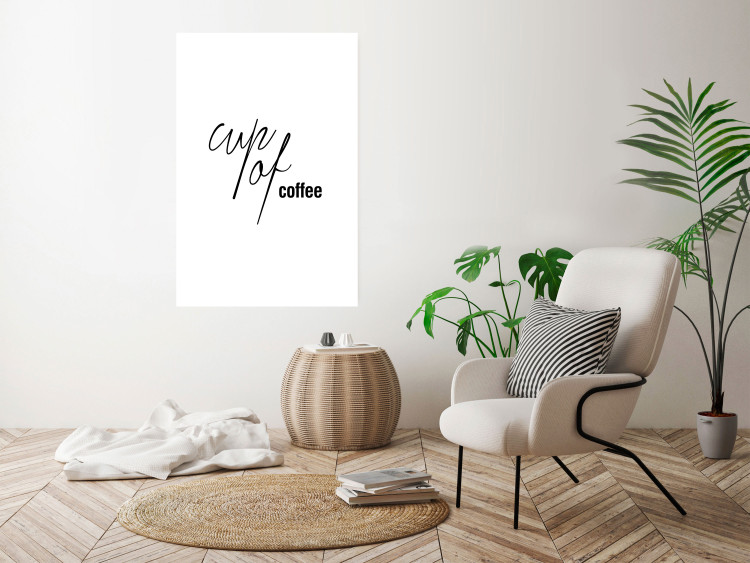 Wall Poster Cup of Coffee - artistic black English text on a white background 122950 additionalImage 2