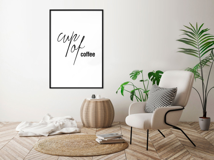 Wall Poster Cup of Coffee - artistic black English text on a white background 122950 additionalImage 3