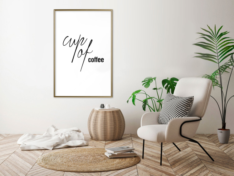 Wall Poster Cup of Coffee - artistic black English text on a white background 122950 additionalImage 5