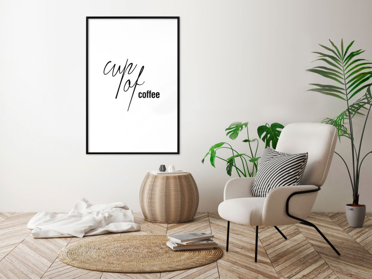 Wall Poster Cup of Coffee - artistic black English text on a white background 122950 additionalImage 4