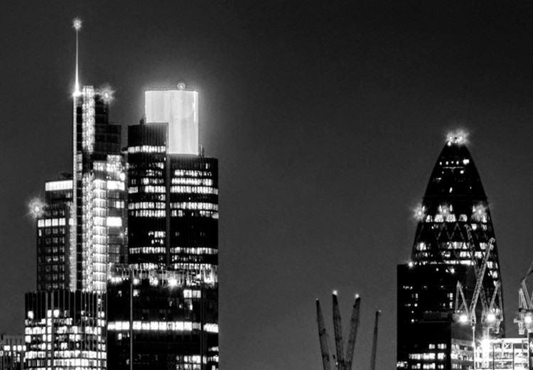 Canvas Art Print Triptych London by night - black and white panorama with the Thames 123650 additionalImage 5