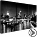 Canvas Art Print Triptych London by night - black and white panorama with the Thames 123650 additionalThumb 6
