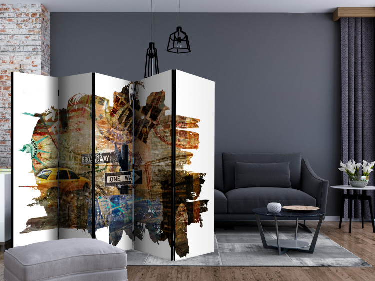 Room Separator New York Collage II (5-piece) - collage of road signs and cars 124250 additionalImage 4