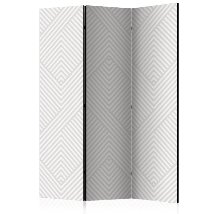 Room Divider Screen Broken Lines (3-piece) - geometric pattern in shades of beige 124350