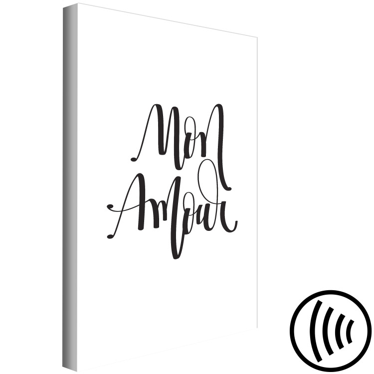 Canvas Print Black sign in French Mon amour - composition on a white background 125250 additionalImage 6