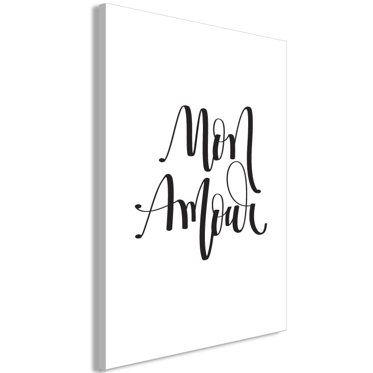 Canvas Print Black sign in French Mon amour - composition on a white background 125250 additionalImage 2