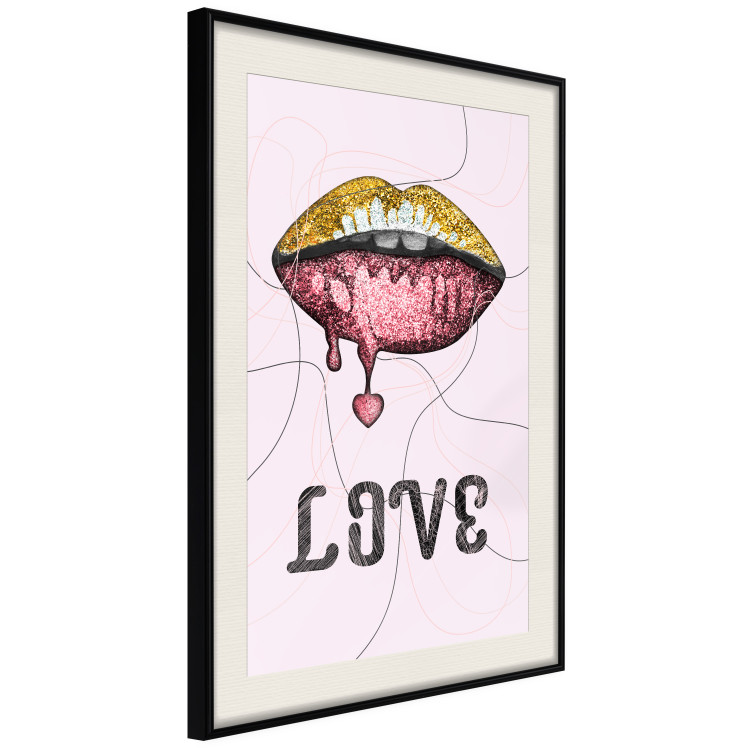 Poster Fluid Lips - glittery lips and English text on a pastel background 125450 additionalImage 3