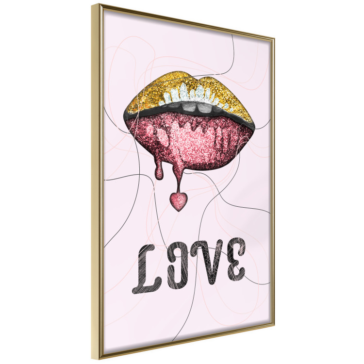 Poster Fluid Lips - glittery lips and English text on a pastel background 125450 additionalImage 12