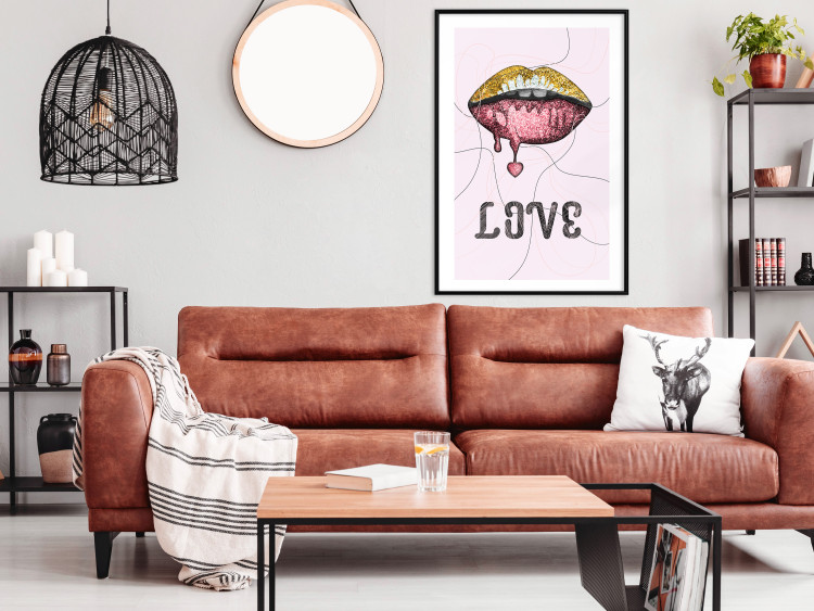 Poster Fluid Lips - glittery lips and English text on a pastel background 125450 additionalImage 4
